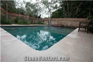 Moleanos Beige Limestone Pool Deck Pavers, Pool Coping