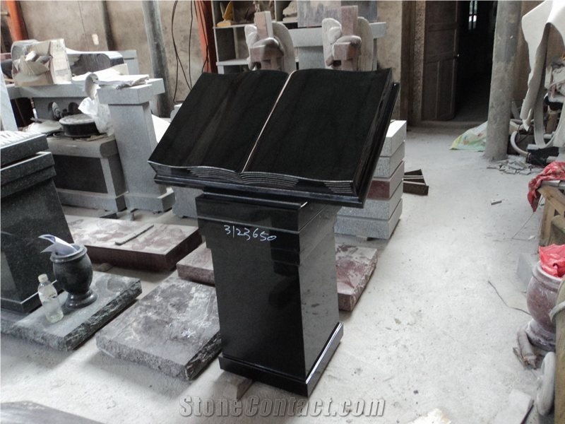Book Shape Cemetery Grave Granite Slant Marker