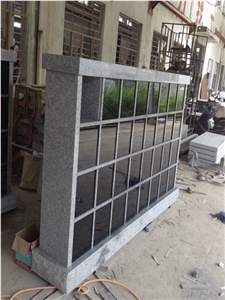 Granite Mausoleum Columbarium with Black Shutters