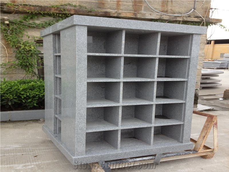 Granite Mausoleum Columbarium with Black Shutters