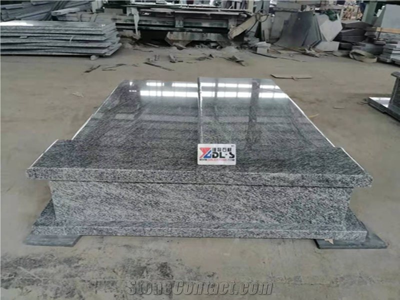 Longshan White Granite Engraved Double Tombstones