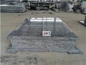 Longshan White Granite Engraved Double Tombstones