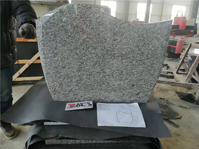 Longshan White Granite Engraved Double Tombstones