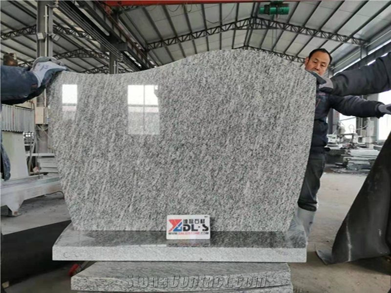 Longshan White Granite Engraved Double Tombstones