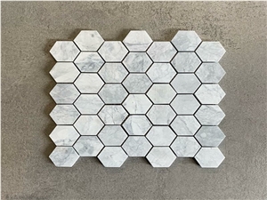 Super White Marble Polished Hexagon Mosaic Tile