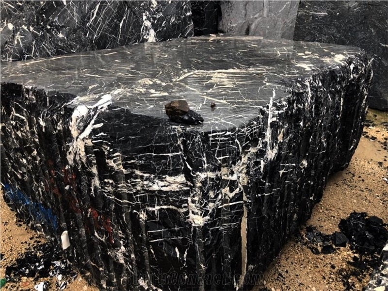 Nero Marquina Marble Block, Spain Black Marble