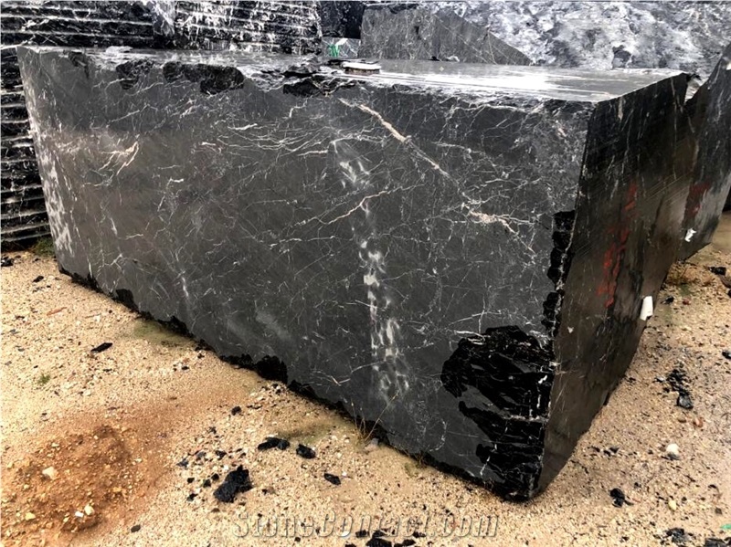 Nero Marquina Marble Block, Spain Black Marble