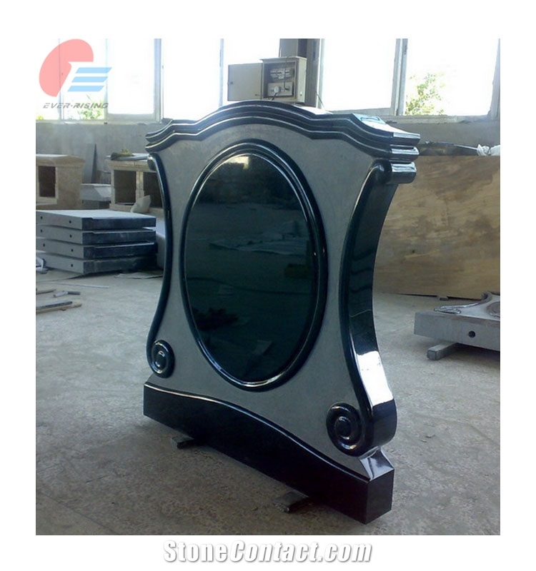 Black Granite Ancient China Style Headstone