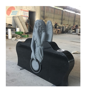 Black Granite Weeping Angel Monument
