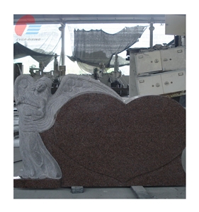 Indian Red Granite Heart-Shaped Tombstone