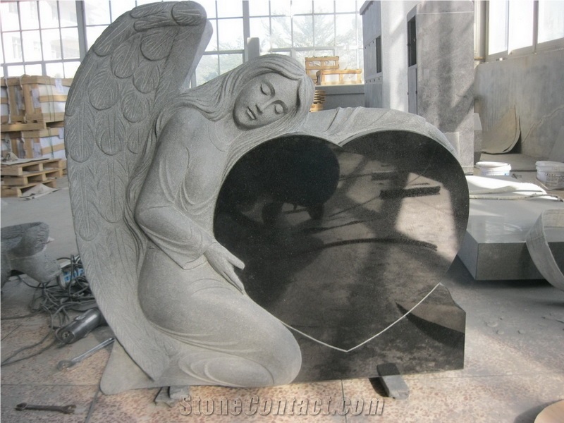 Shanxi Black Tombstone with Angel Carving