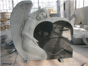Shanxi Black Tombstone with Angel Carving