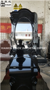 Black Color Headstone Tombstone with Shawl Design