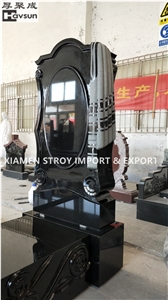 Black Color Headstone Tombstone with Shawl Design
