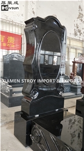 Black Color Headstone Tombstone with Shawl Design