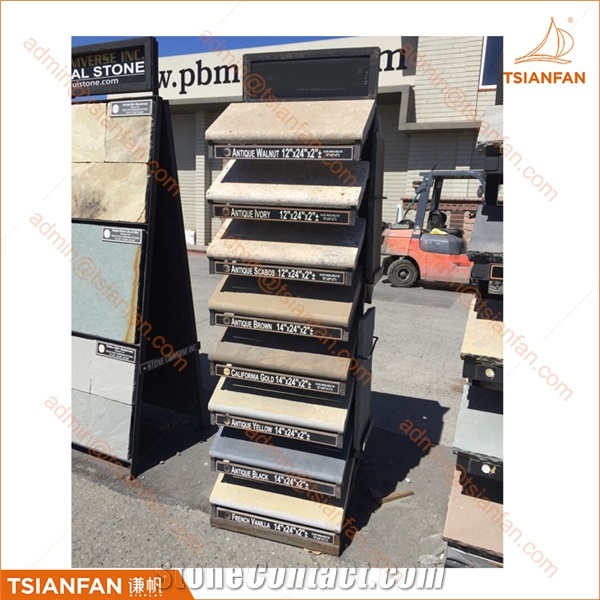Natural Stone Two Sides Metal Display Stand Rack