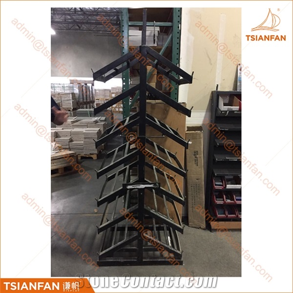 Natural Stone Two Sides Metal Display Stand Rack
