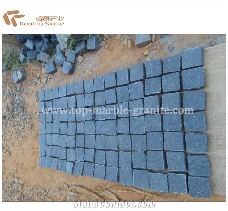 Natural Split Black Basalt Granite Cube