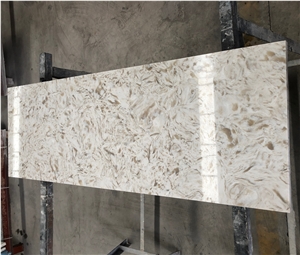 Arctic Quartz Polished Media Console Table Tops