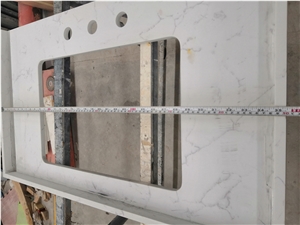 Avenza White Quartz Bathroom Vanity Tops For Hotel Projects