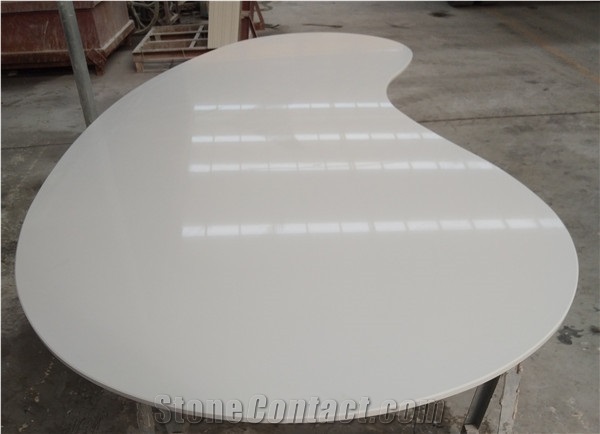 Beauty Super White Quartz for Coffe Table Top