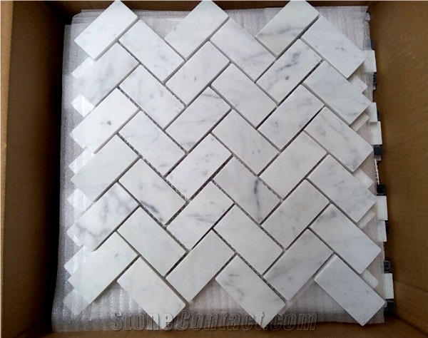 Best Selling Carrara White Herringbone Mosaic