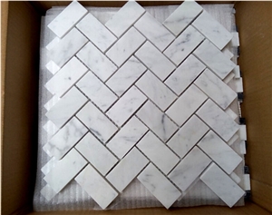 Best Selling Carrara White Herringbone Mosaic