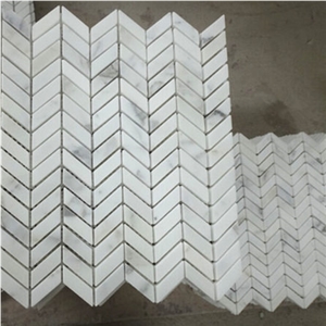 Bianco Carra Chevron Mosaic for Kitchen Wall