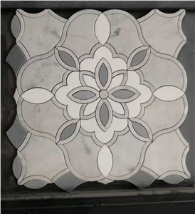 Bianco Carrara Flower Mosaic Kitchen Wall Tiles