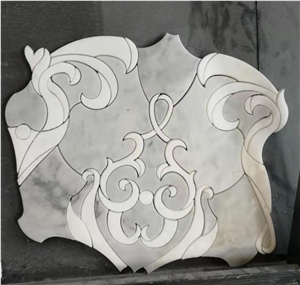 Bianco Carrara Water-Jet Flower Mosaic Wall Tiles