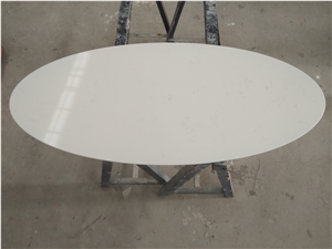 Bianco Carrara White Quartz Oval Coffee Table Tops
