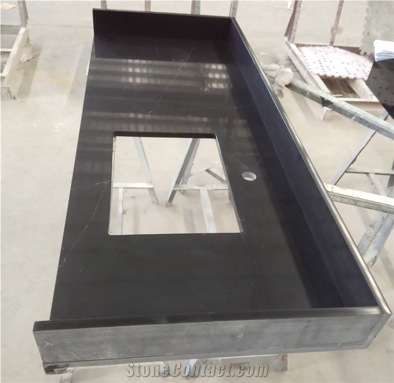 Black Artificial Quartz Vanity Countertop Bath Top