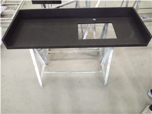 Black Artificial Quartz Vanity Countertop Bath Top