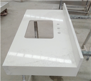 Calacatta Nuvo White Quartz Prefab Bath Vanity Top