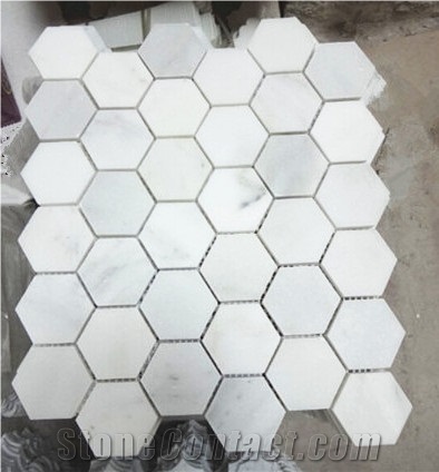 Carrara White Hexagon Mosaic for Kitchen Wall