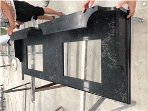 China Empire Black Quartz Vanity Tops Double Sinks
