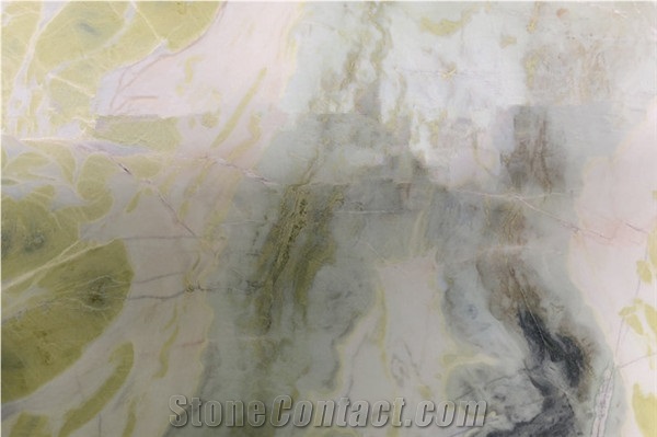 China Ink Painting Spring Dream Green Marble Slabs