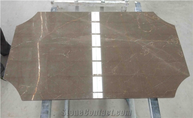 China Quality Coffee Brown Marble Round Table Tops