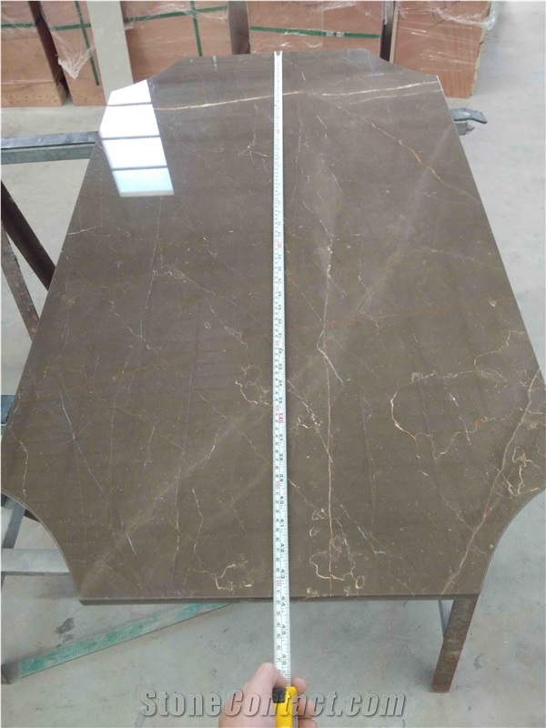 China Quality Coffee Brown Marble Round Table Tops