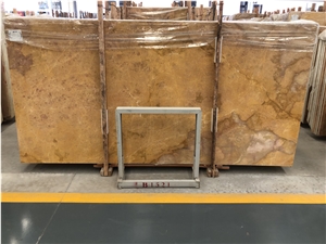 Chinese Golden Marble Slabs Custom Floor Tiles