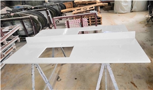 Cirrus White Quartz Vanity Tops for Hotel Projects