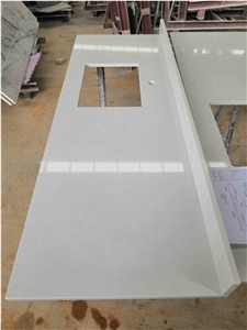 Cirrus White Quartz Vanity Tops for Hotel Projects