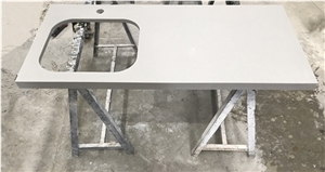 Concrete Gray Quartz For Hotel Vanity Countertop