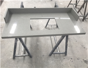 Custom Grey Crystal Quartz Hotel Bath Vanity Tops