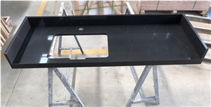 Customed Black Quartz For Hotel Vanity Countertop