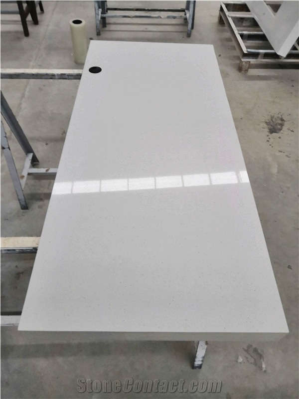 Customed Jazz White Quartz for Hotel Worktop
