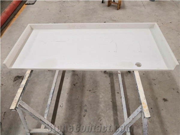 Customed Jazz White Quartz for Hotel Worktop