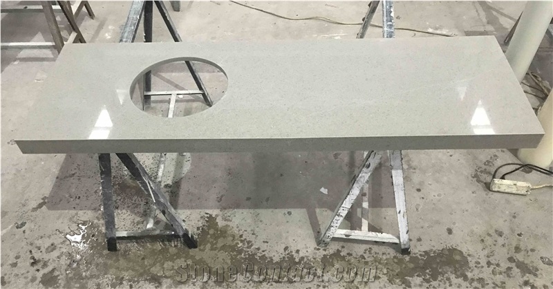 Customized Grey Quartz Vanity Tops for Commercial