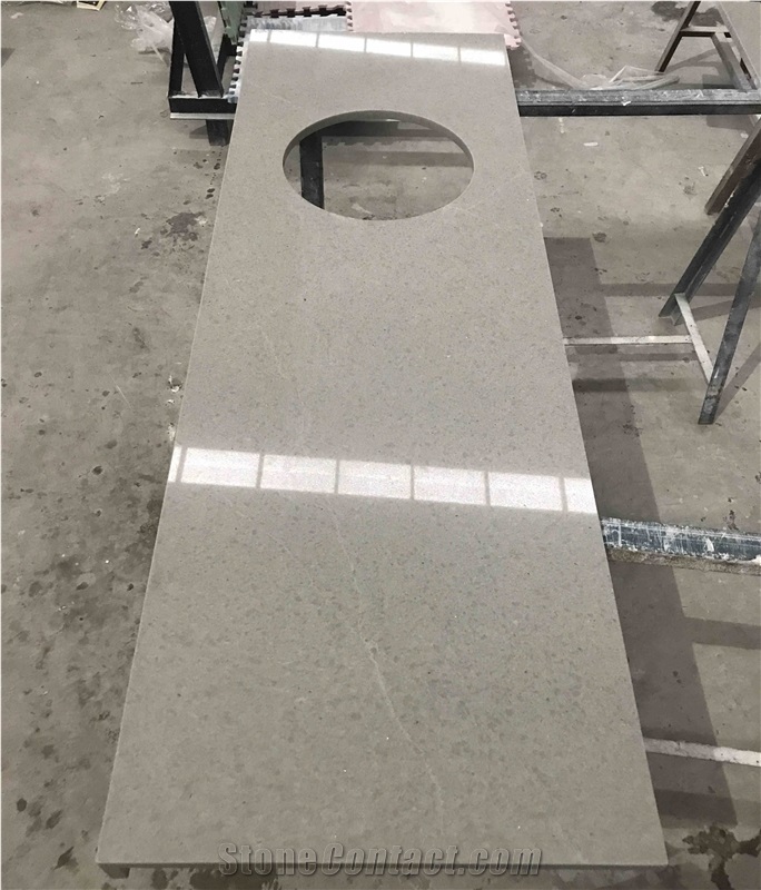 Customized Grey Quartz Vanity Tops for Commercial