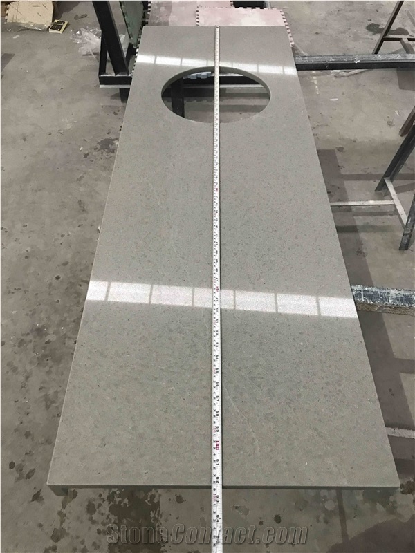 Customized Grey Quartz Vanity Tops for Commercial